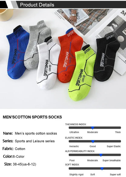 5 Pairs Men's Short Socks Sweat Absorbent and Odorous Basketball Running Sports Socks Breathable Mesh Men's Socks