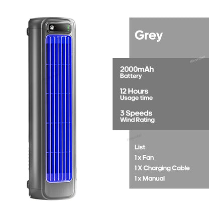 New Wall Mounted Air Conditioning Fan 2000mAh 3 Speeds Adjustable Vertical Non-drilling Circulating Fan Home Quiet Tower Fan