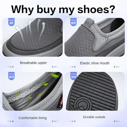 Men's mesh shoes 2026 summer new solid color versatile single shoe breathable soft sole lightweight casual shoes