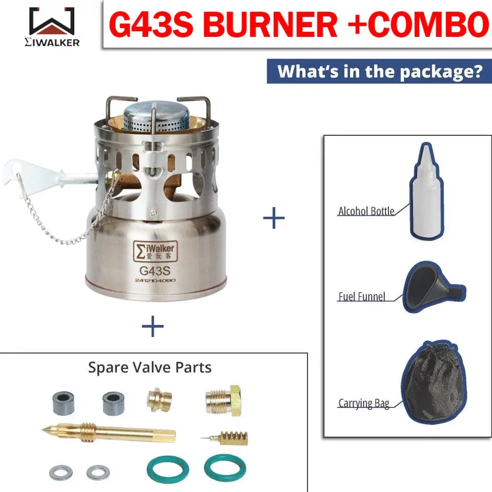 IWALKER G43 G43S Camping Stove Outdoor Gasoline Stove Burner Silent Burner for Travel Picnic Emergency