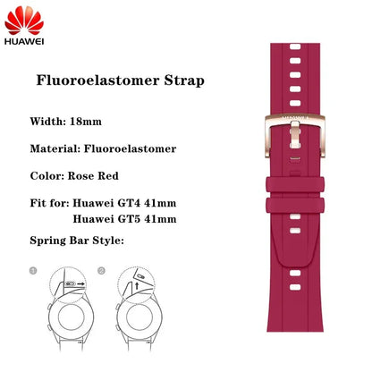 Original 18mm Watch Strap for Huawei GT6 GT5 41mm Leather Strap GT4 41mm FKM Sport Band for GT5pro 42mm Women Calf Leather Band
