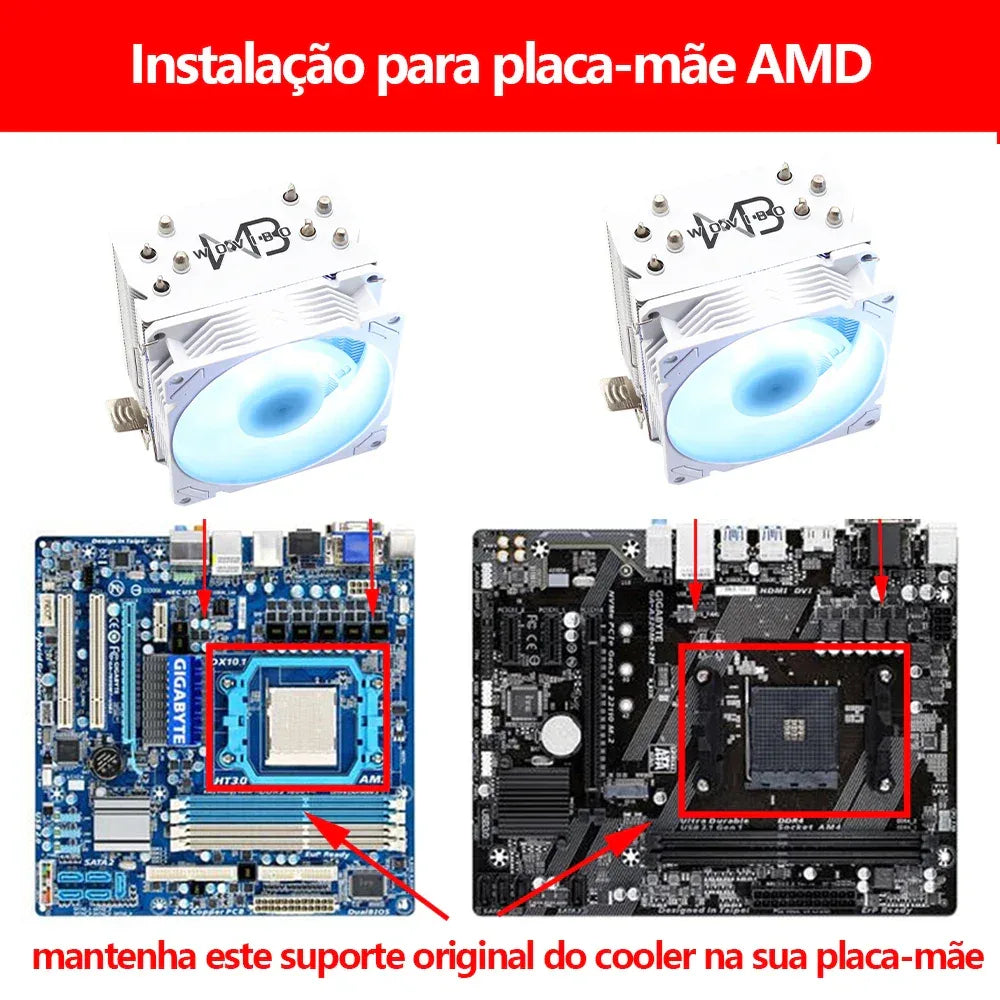 Wovibo 4 Tubo De Calor Cpu  Cooler Fan Ventilador Pwm 4Pin Argb Rgb Intel 115x1200 1700 2011 X79 X99 Amd Am4 Am5 Radiador