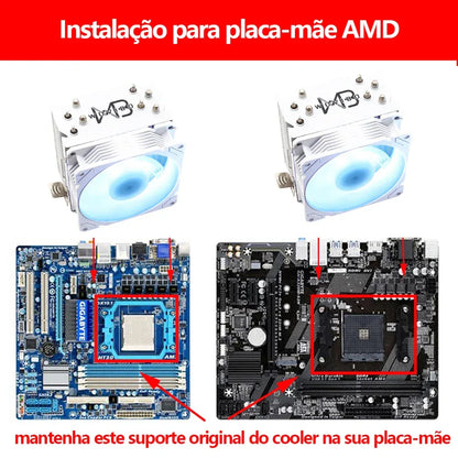 Wovibo 4 Tubo De Calor Cpu  Cooler Fan Ventilador Pwm 4Pin Argb Rgb Intel 115x1200 1700 2011 X79 X99 Amd Am4 Am5 Radiador