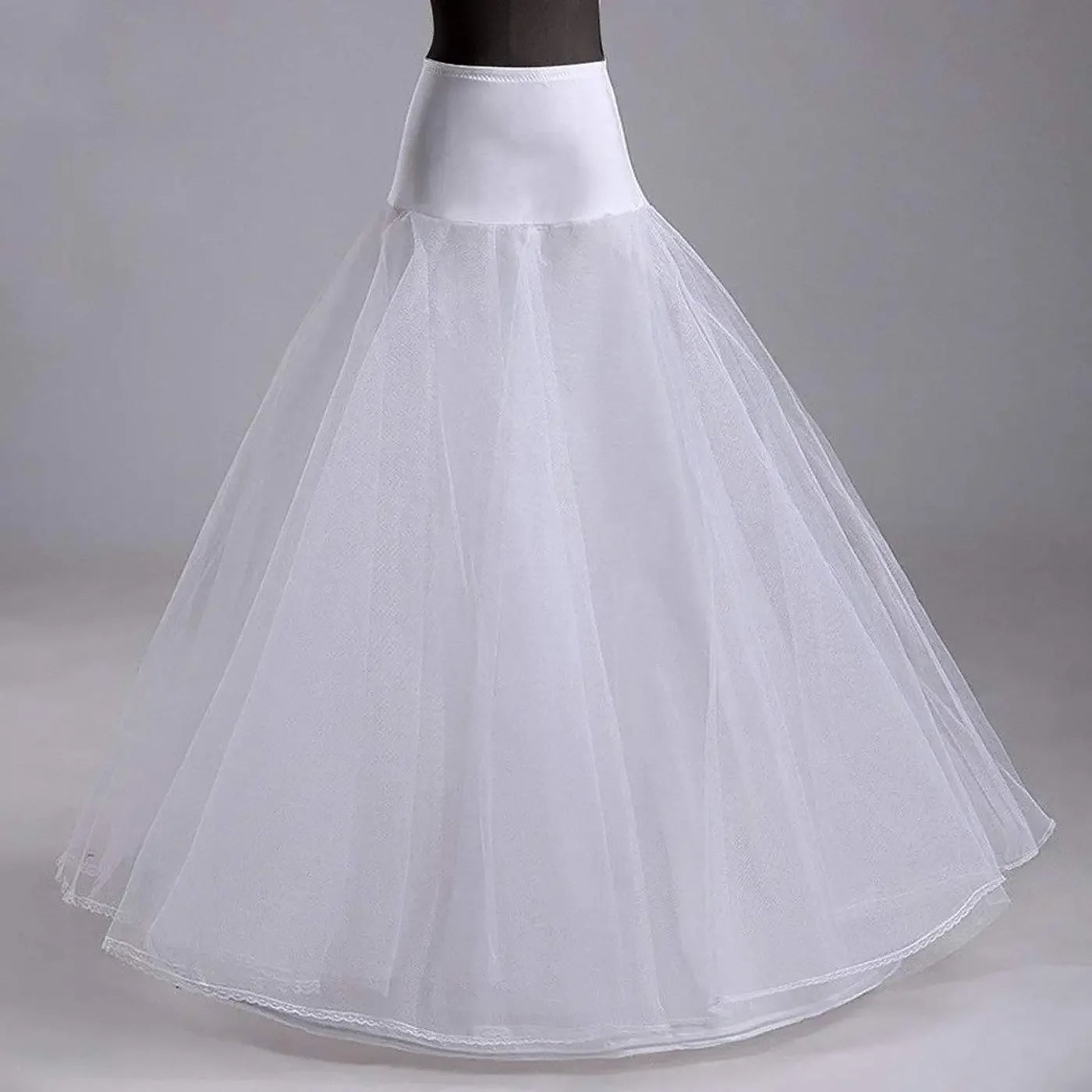 A-Line 1 Hoop White Petticoat for Weeding Dress Adjustable Size Bridal Gown Underskirt.