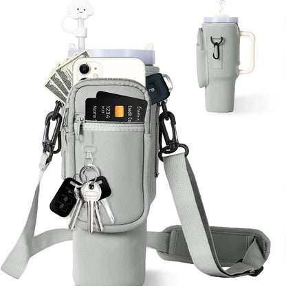 Water Bottle Carrier Bag For Stanley 40oz Insulated Mug Cup Holder Portable Water Bottle Bag with Adjustable Shoulder Strap