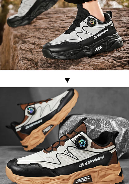 Men's casual sports shoes four season new rotating shoelaces comfort outdoor running walking shoes breathable soft-sole sneakers