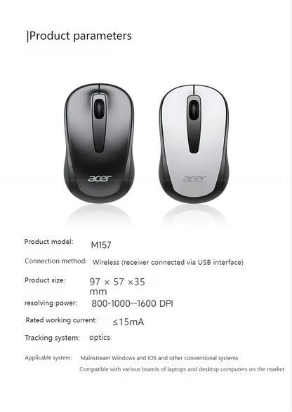 Acer 2.4Ghz Wireless Mouse Optical Portable Business Office Silent Mouse Suitable For Computer Laptop Notebook PC Esports Games