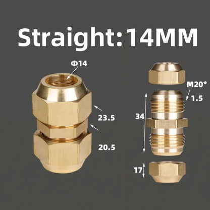 1pcs Flared Brass Straight through pipe fittings 6/8/10/12/14mm Tube connector Fitting Air conditioning extension tool Fitting
