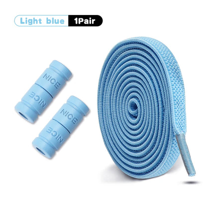 Elastic Laces Sneakers No Tie Shoe laces Colorful Capsule Lock Shoelaces Without ties Kids Adult 0.6cm Flat Shoelace 1Pair/2Pair