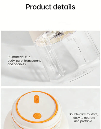 Home Portable Juicer 1400ML, Fresh Fruit Mixer with 48 Blades, USB Rechargeable Multifunctional Ice Crusher Smoothie Blender