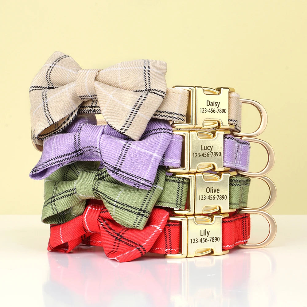 Personalized Dog Collar Cute Bowtie Puppy Cat Free Engraving Pet Buckle Collar For Small Medium Dogs Cats Chihuahua Yorkshire