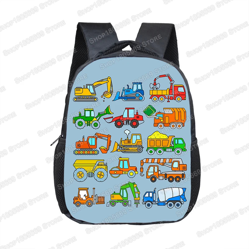 Truck/Ambulance/Car/Tractor Backpack Children's 12 Inch Kindergarten School Bag Cartoon Printing Excavator Backpack