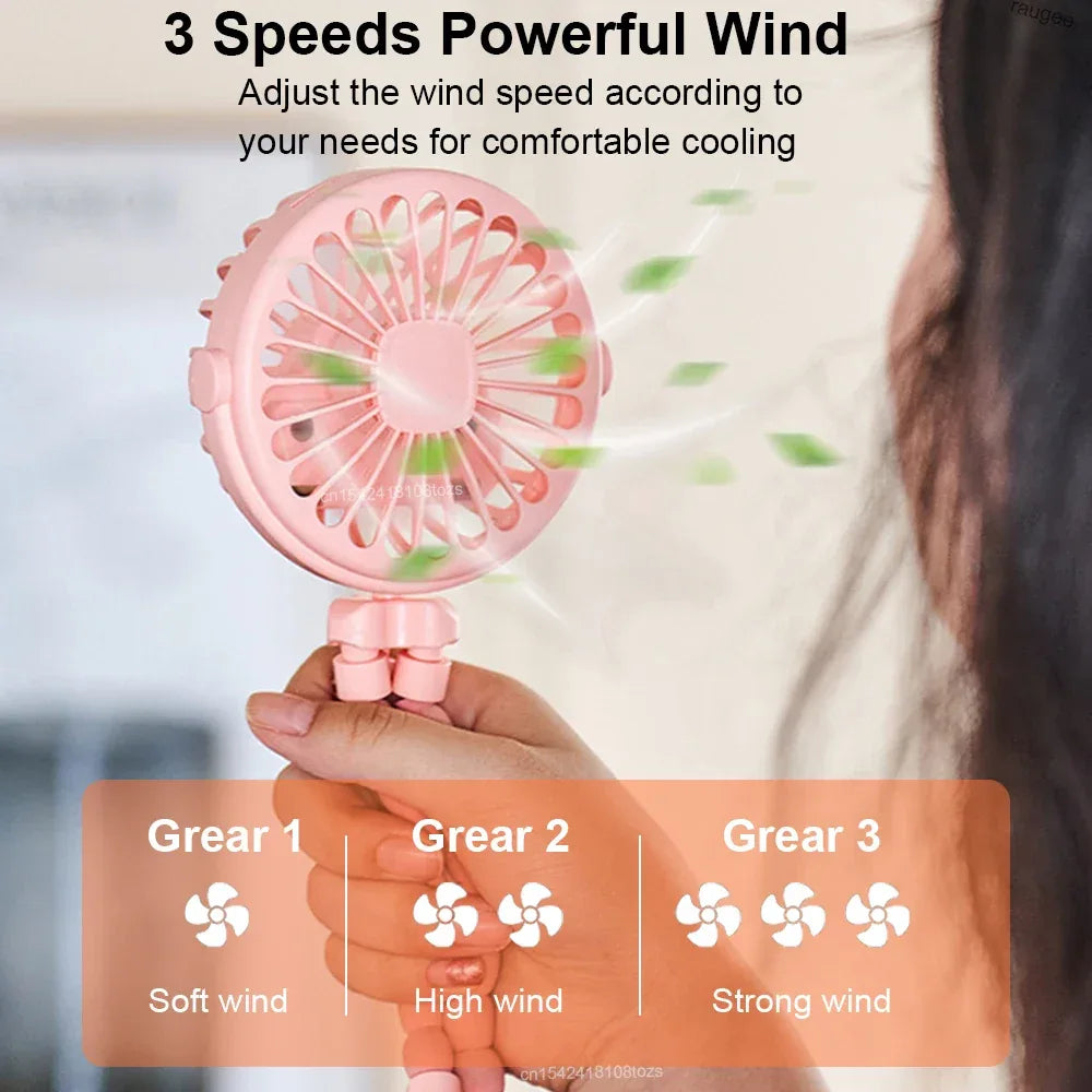 Portable Fan Mini Stroller Clip Fan USB Handheld Fan For Car Seat Bike 360° Rotate Flexible Octopus Stroller Fan Mini Car Fan