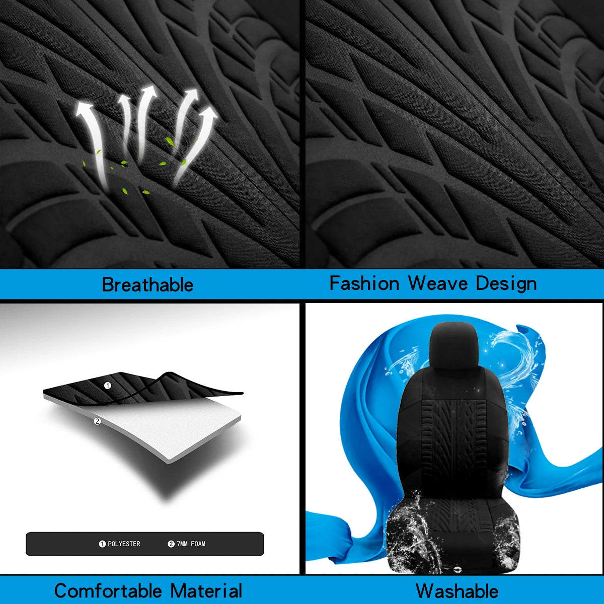 Customized Four Seasons Universal Polyester Full Set Car Seat Covers by PDG ibma