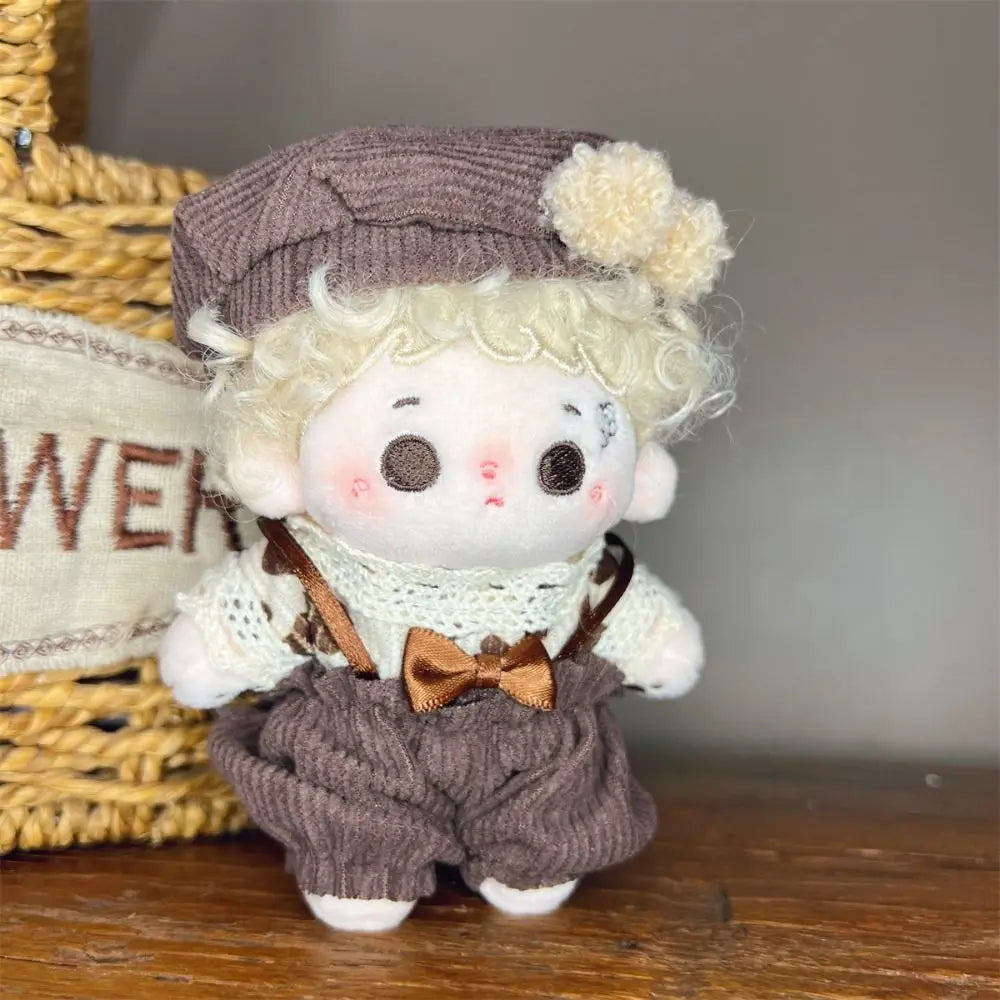10cm Cotton Doll Clothes Prince Set Autumn Winter Style Starfish Body Wearable Plush Doll Change Retro Skirt Overalls Set