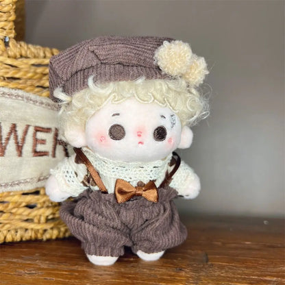 10cm Cotton Doll Clothes Prince Set Autumn Winter Style Starfish Body Wearable Plush Doll Change Retro Skirt Overalls Set