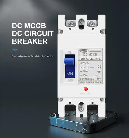 TOMZN 2P DC MCCB 600V Solar Molded Case Circuit Breaker Overload Protection Switch Protector for Solar Photovoltaic PV