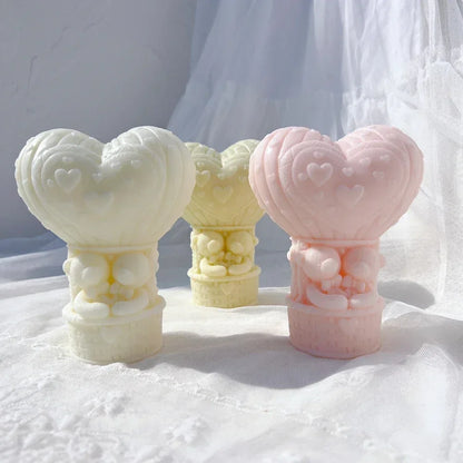 Teddy Bear in A Balloon Candle Mold Valentine's Day Gift idea sitting Bear Hot Air Balloon Silicone Mold Home Decor Wedding Gift