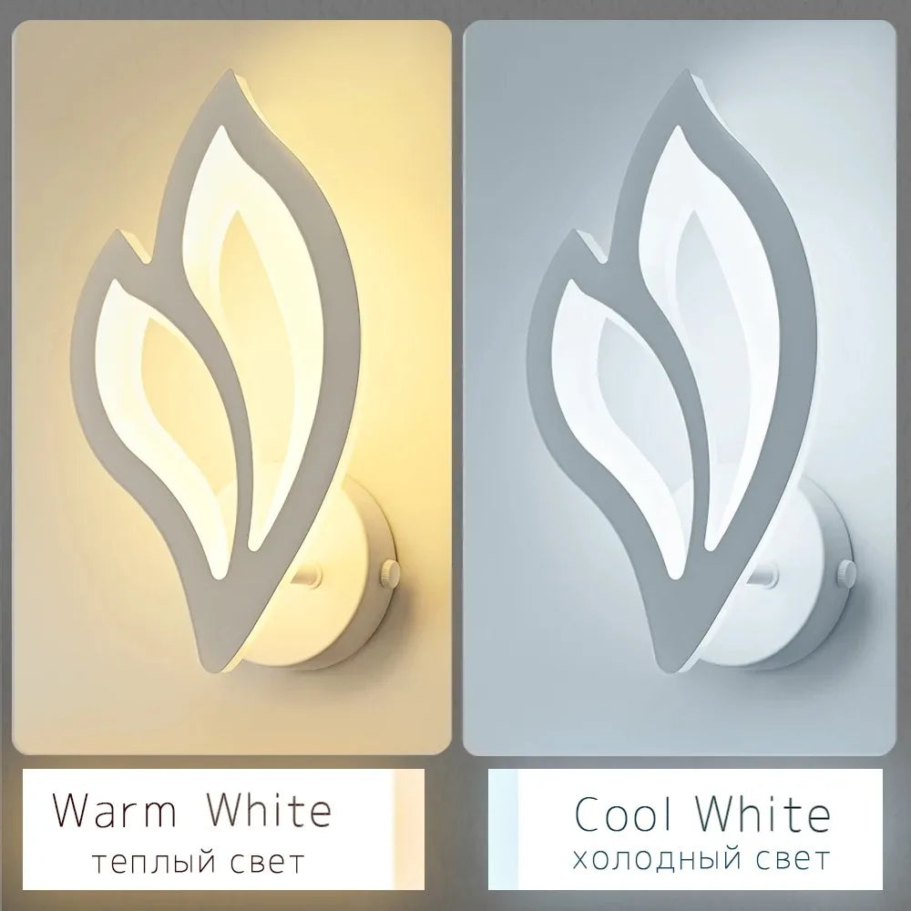 Modern LED Wall Lamp Bedroom Bedside Leaf Wall Lamp Sconces Living Room Home Indoor Lighting Fixture Minimalist Led Night Light