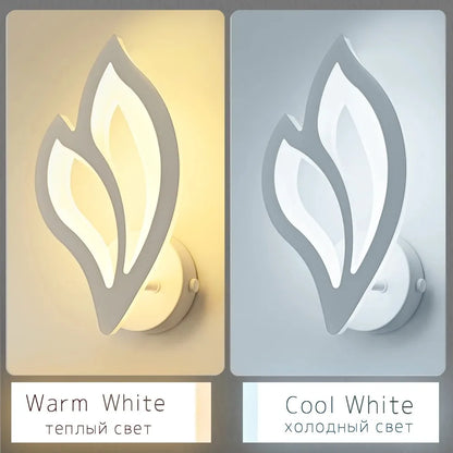 Modern LED Wall Lamp Bedroom Bedside Leaf Wall Lamp Sconces Living Room Home Indoor Lighting Fixture Minimalist Led Night Light