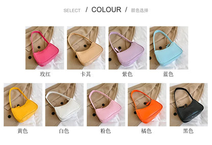 PU Candy Color Mini Handbag Women Shoulder Bag Girls Small Hand Bag Key Phone Pouch Coin Purse Card Bags Card Holder for Women
