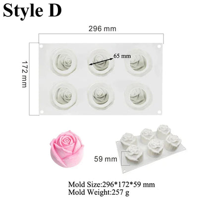French Mousse Cake Molds Valentine's Day Pastry Baking Tools Rose Bud Design Silicone Cake Moulds Food Grade Kitchen Bakeware