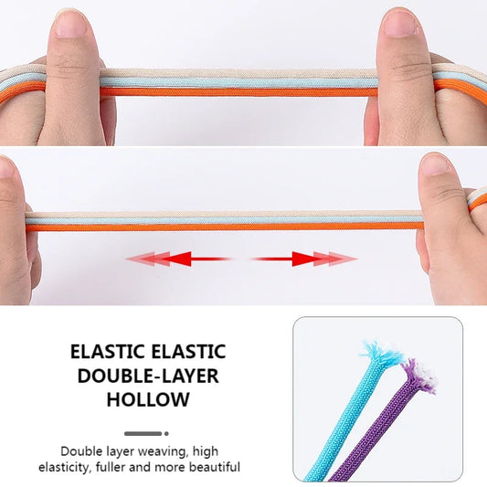 1 Pair Lazy Laces Elastic For Sneakers Snap Lock Shoelaces Without Ties Suitable For Children And Adults Round Shoelace Artifact by PDG ibma