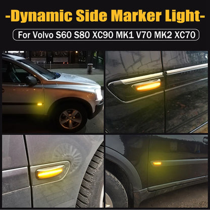 For Volvo XC90 S80 XC70 V70 S60 2001- 2009 LED Dynamic Turn Signal Light Side Mirror Sequential Lamp Blinker Indicator