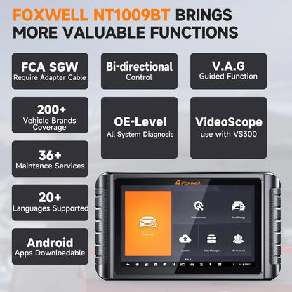 FOXWELL NT1009 OBD2 Car Scanner All System ECU Coding Bidirectional CANFD DOIP Topology Mapping 36+ Reset Auto Diagnosis Tools