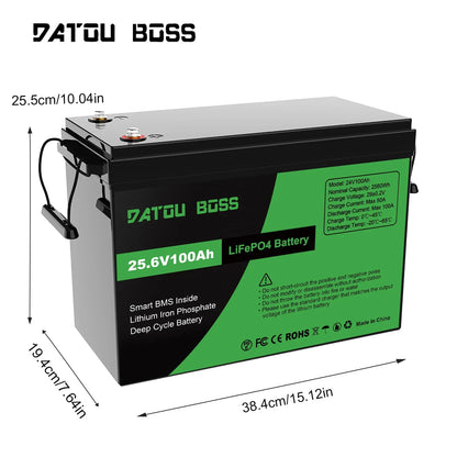 MFUZOP 12V100ah Portable Rechargeable LiFePO4 Battery Built in Smart BMS Deep Cycle 10000+ for RV Solar No VAT