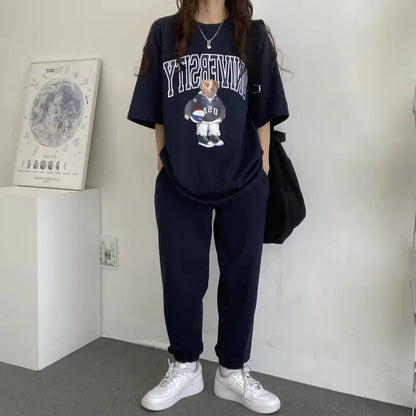 Cartoon Long Sleeve Tracksuits autumn Fashion Casual Sportswear Two Piece Pants Sets Female Large Size Women Suits 2024