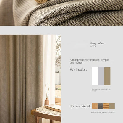 Modern Simple Balcony Drapes Light Luxury Bedroom Thick Blackout Curtain Large Area Bay Window Curtains Home Living Room Drape