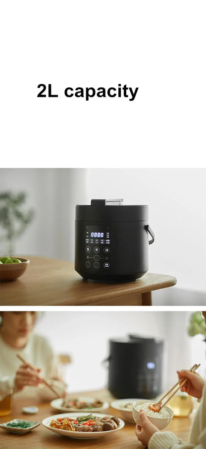 750W 2L Electric Rice Cooker Ceramic Glaze Pot 24H Pressure Cooker Multifunctional Automatic Rice Cooker for Small Kitchens