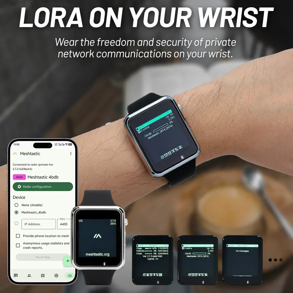 LILYGO T Watch S3 Lora Meshtastic Tracker ESP32-S3 WIFI Bluetooth LoRa Repeater IoT BMA423 Sensor with Mic Speaker Program