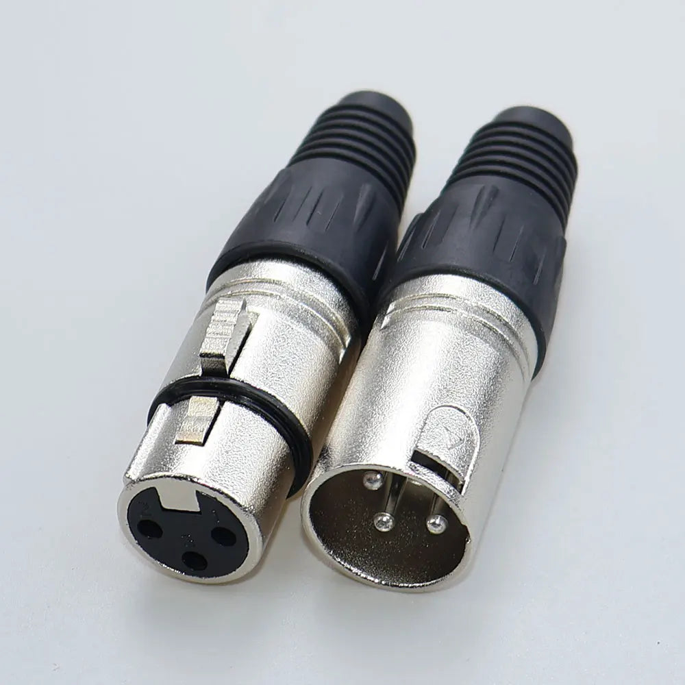 JCD XLR 3Pin Male/Female Microphone Audio Cable Plug Panel Pure Black Silver Copper Gold-Plated XLR Connector Socket