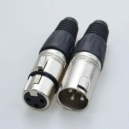 JCD XLR 3Pin Male/Female Microphone Audio Cable Plug Panel Pure Black Silver Copper Gold-Plated XLR Connector Socket