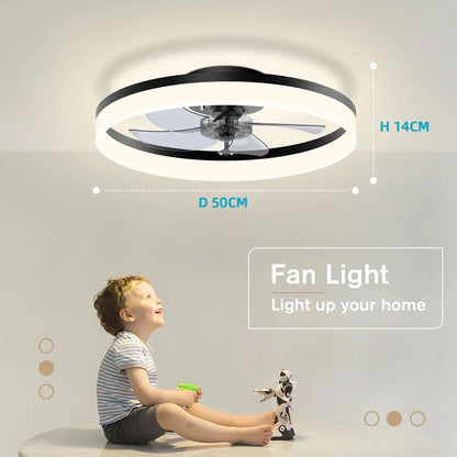 Modern Smart Fan With Lights Winter Infinitely Dimmable Summer Reversible Dual Modes For Living room Bedroom Kitchen