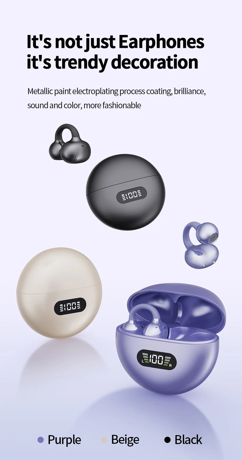 New Sport Earclip Wireless Headphone Bluetooth Earphone audífonos bluetooth inalámbrico Gaming LED Display for xiaomi huawei