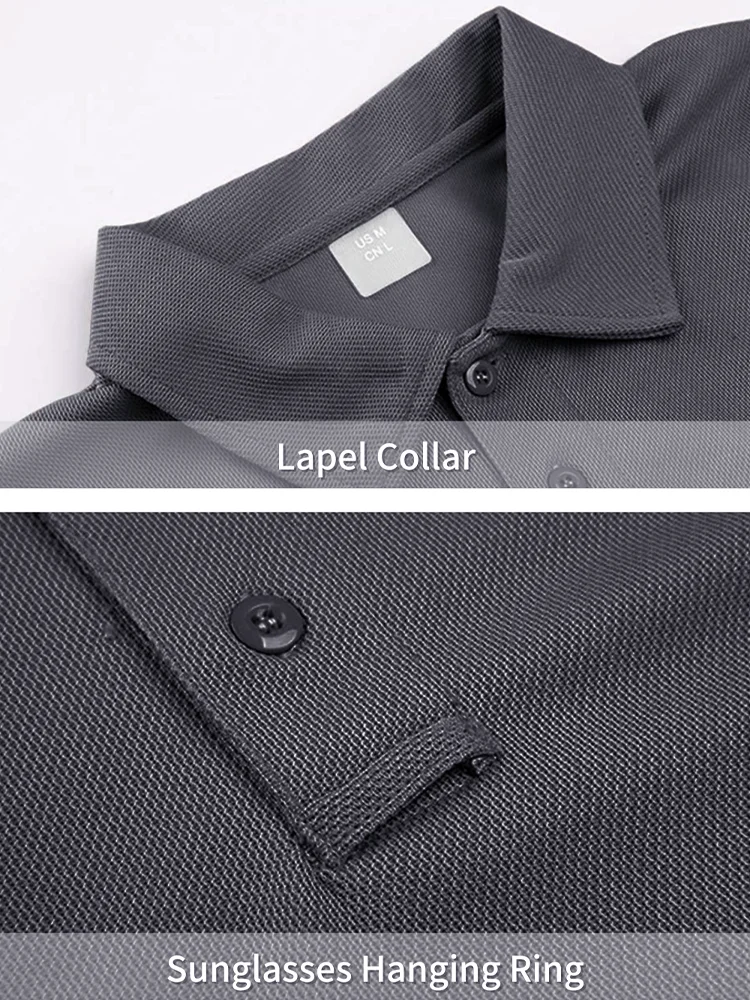 KEFITEVD Summer Golf T-shirts Men's Short Sleeve Quick Drying Polo Shirt Lightweight Outdoor Hiking Camping T-shirts Tee Tops