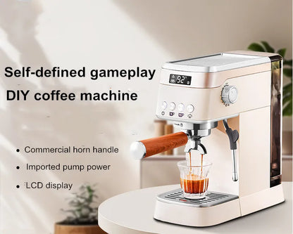 Pro Semi-Automatic Espresso Machine 20Bar Pressure, Compact for Small Kitchens, Built-in Milk Frother, Fast Heating Energy Savi