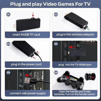 M8 4K HD Output Retro Video Game Console 2.4G Dual Wireless Controller Home TV Plug and Play Game Stick