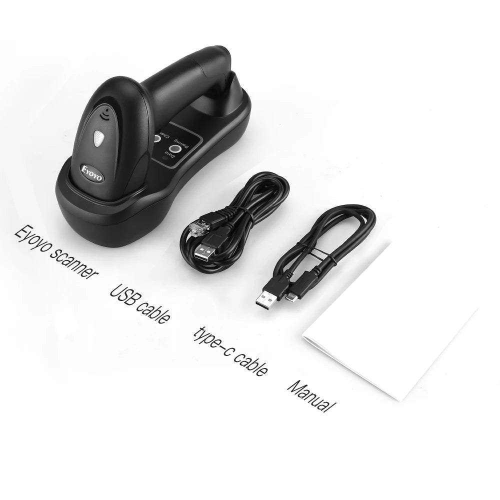 Eyoyo EY-6900D 1D Handheld Wireless Barcode Scanner Reader USB Cradle Receiver Charging Base Bar Code Scan Portable Scanning