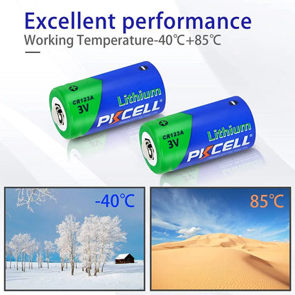 48PC PKCELL CR123A 3V Battery CR17345 Lithium Non-rechargable Batteries V123 KL123LA CR123R DL123A 3 Volt Lithium Pile Battery