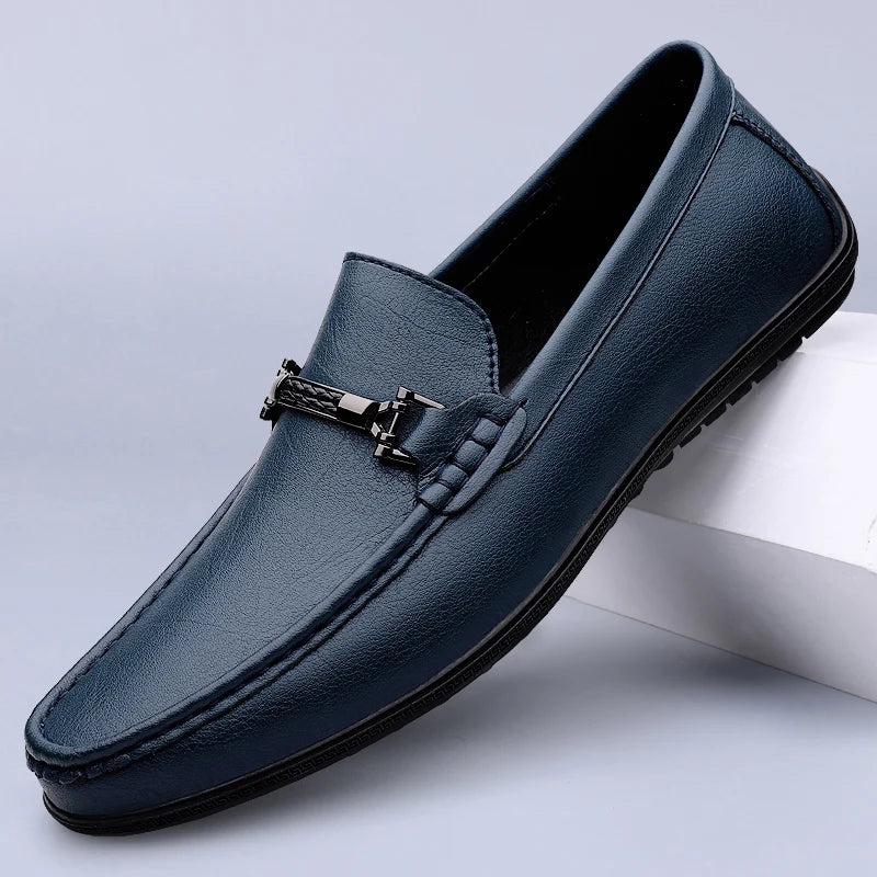 Men Loafers Slip on White Leather Shoes Casual Fashion Luxury Shoes Designer Italian Brand Loafer Moccasins Four Seasons