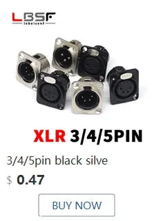 3pin black HF XLR connector 3pin D male female audio microphone socket for 86 panel YS145 YS146 YS145BG YS146BG