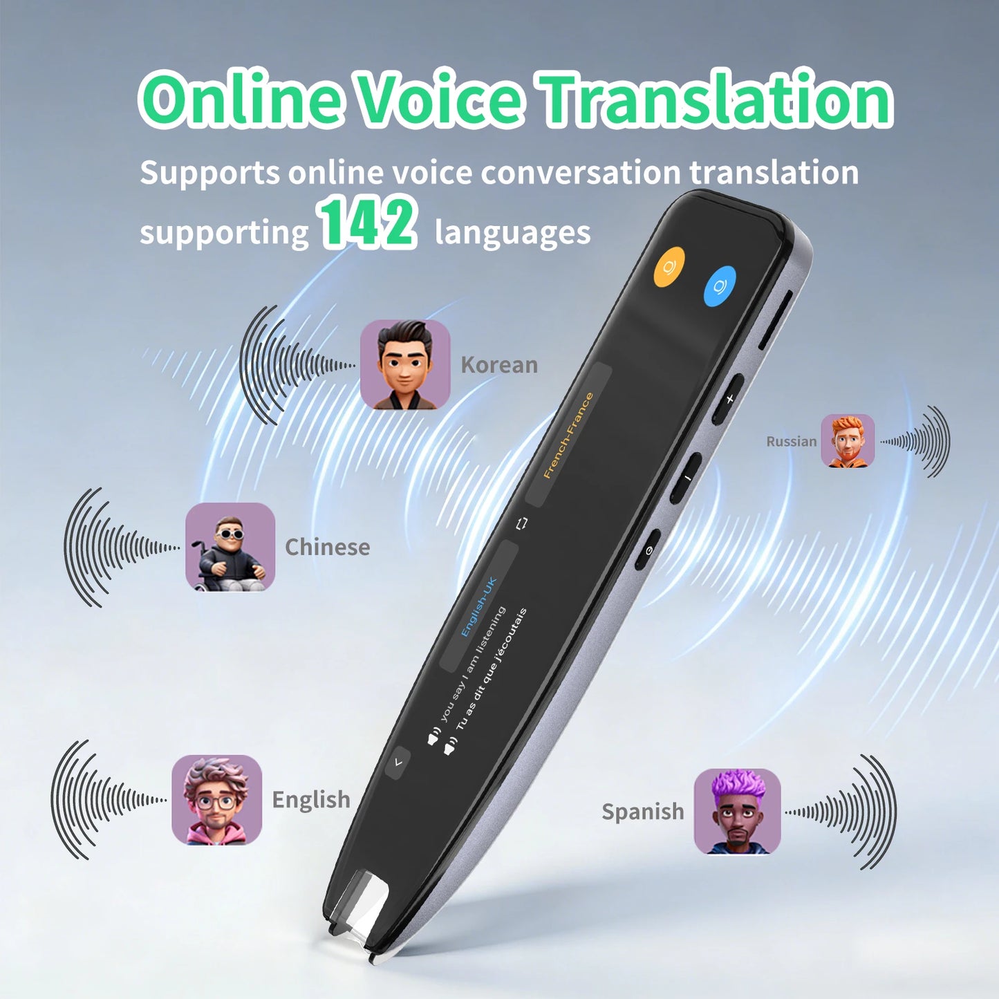 Scan Translator Pen, Dyslexia Tools, Language Translator Device, Text to Speech Reading Pen , 142 Online/10 Offline Languages