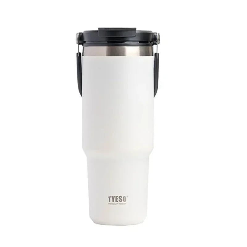 Tyeso Car Stainless Steel Insulated Cup 600/750/900ml Vacuum Thermal Cup with Straws and Handles Outdoor Portable Water Bottle