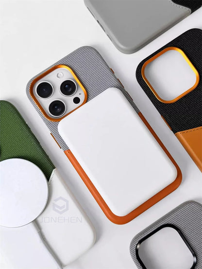 For Magsafe Card Holder Leather Case For iPhone 16 15 13 12 17 Pro Max 14 Plus Pocket Wireless Charge Alloy Lens Magnetic Cover