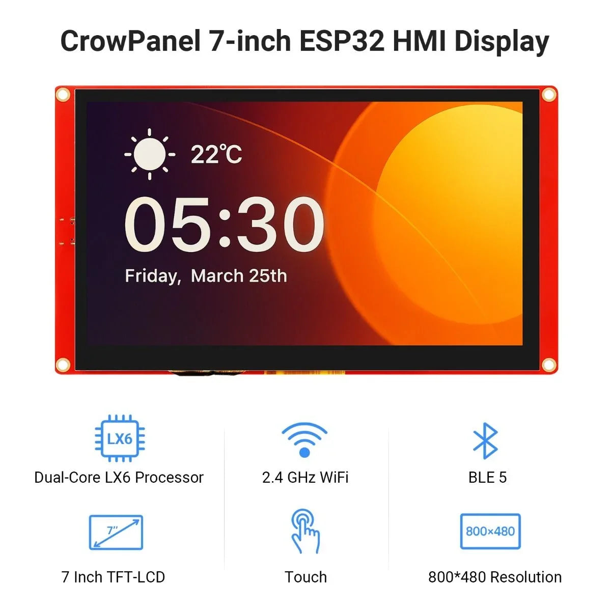 CrowPanel- 7.0 Inch Smart Graphic 800x480 RGB SPI TFT LCD Module Touch Screen Display ESP32 for Arduino MicroPython