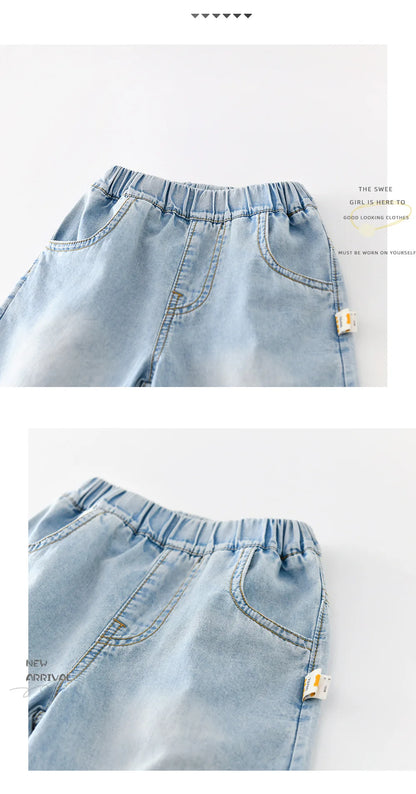 2026 Summer New Baby Thin Denim Shorts Children Casual Pants Boys Girls Loose Jeans Shorts Solid Kids Clothes